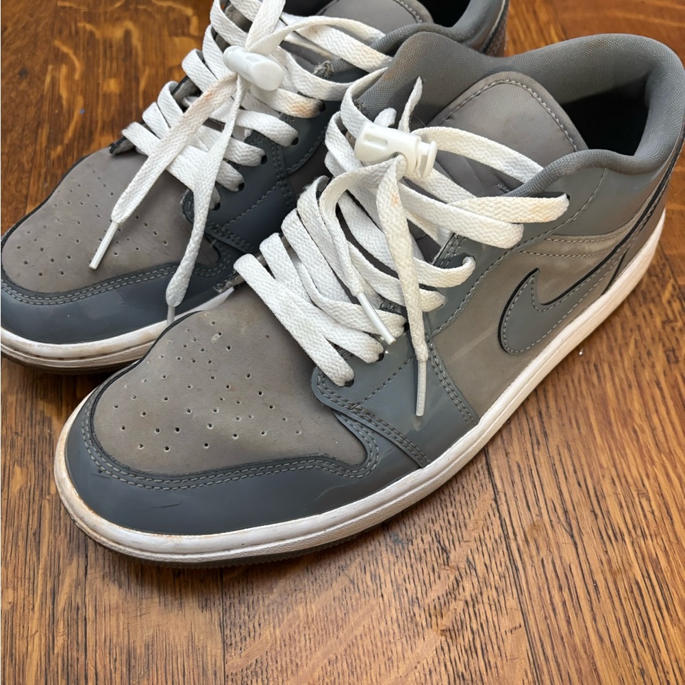 Nike Air Jordan 1 Low Trainers Men's Charcoal and White Sneakers
